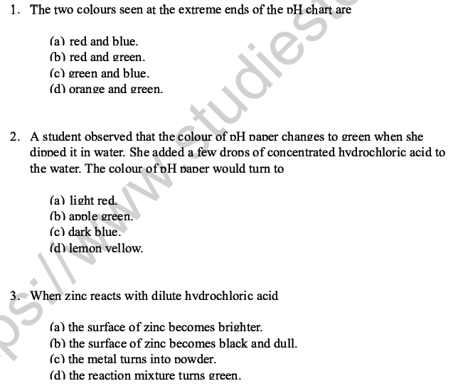 Cbse class 10 science mcqs set 4, multiple choice questions